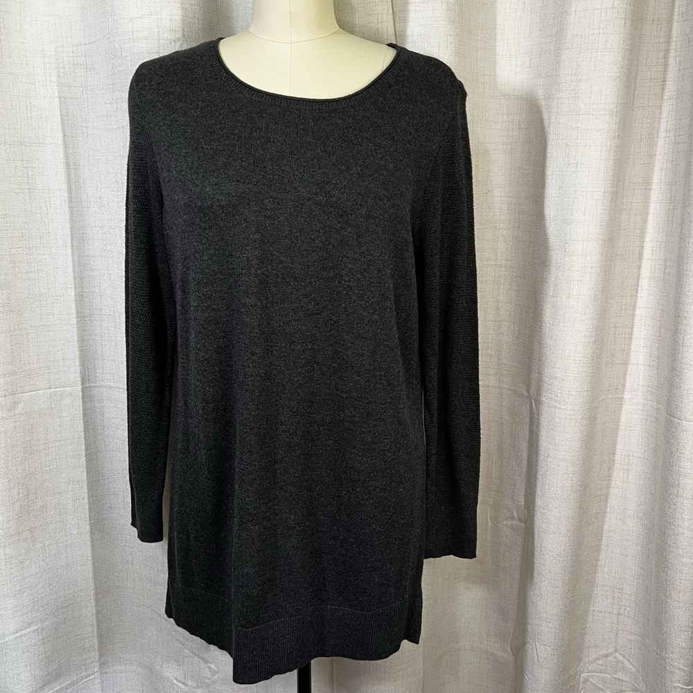 NEW! Loft Outlet Womens‎ Sweater Large High Low Crewneck Heather Gray 70289